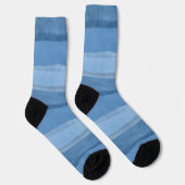 Monochromatische blaue Wasserfarbenstreifen Socken (Rechts)