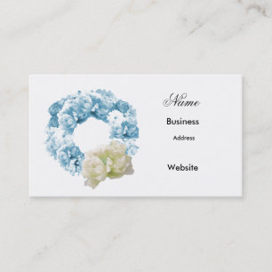 Monochromatische Blue Floral Wreath-Visitenkarte Visitenkarte