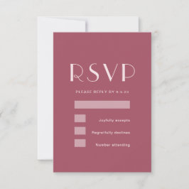 Monochromatische Burgundy-Rose Hochzeit RSVP Karte