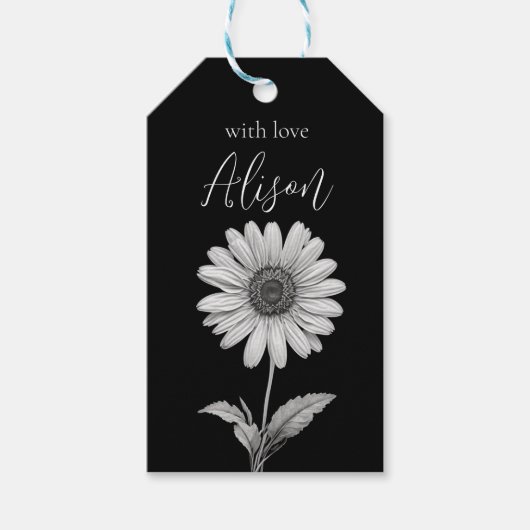 Monochromatische Daisy-Blume Geschenkanhänger (Vorderseite)