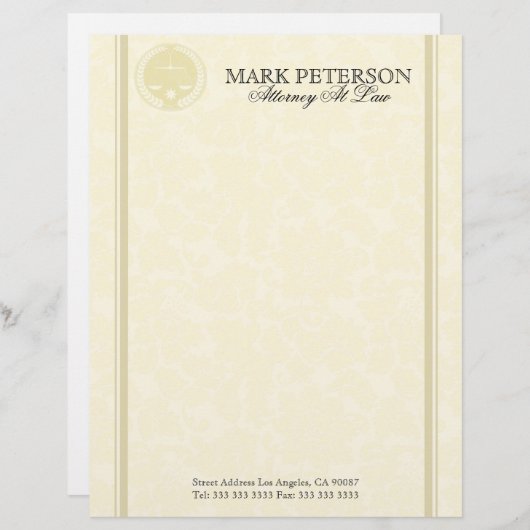 Monochromatische Damaskus-Anwälte Briefbogen (Vorne/Hinten)