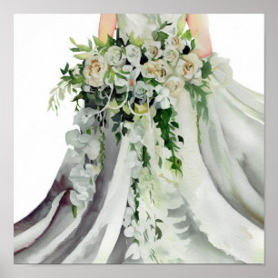 Monochromatische Elegance, Bridal Cascading Bouque Poster