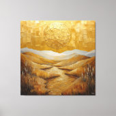 Monochromatische goldene Abstrakte Landschaft mit  Leinwanddruck (Vorderseite)