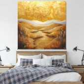 Monochromatische goldene Abstrakte Landschaft mit  Leinwanddruck (Insitu (Schlafzimmer))