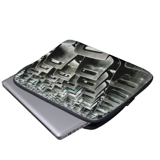 Monochromatische graue Stühle Laptopschutzhülle (Vorne Knopf)