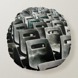 Monochromatische graue Stühle Rundes Kissen