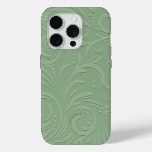 Monochromatische Monogramm-Wirbel für die Sage Gre Case-Mate iPhone Hülle (Rückseite)