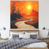 Monochromatische Orange Abstrakte Wüstenlandschaft Leinwanddruck (Insitu (Schlafzimmer))