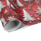 Monochromatische rote Weihnachten mit Metallic-Akz Geschenkpapier (Rolleneckpunkt)