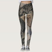 Monochromatische Sepia Vintag Postcard Imagery Gra Leggings (Vorderseite)