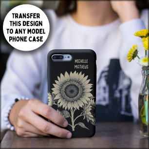 Monochromatische Sonnenblumenmalerei im Vintagen S Case-Mate iPhone 14 Hülle