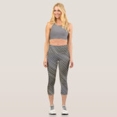 Monochromatische Streifen aus Grau und Schwarz Smo Capri Leggings (Vorderseite)