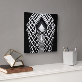 Monochromatische Treppe: Obelisk der Kontraste Quadratische Wanduhr