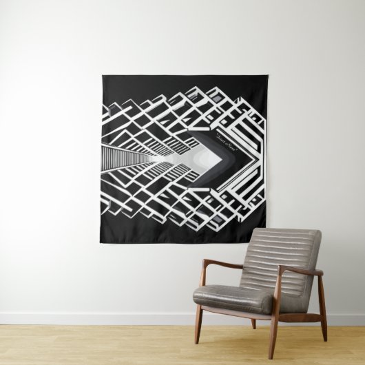 Monochromatische Treppe: Obelisk der Kontraste Wandteppich (Beispiel (Horizontal))