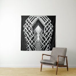 Monochromatische Treppe: Obelisk der Kontraste Wandteppich