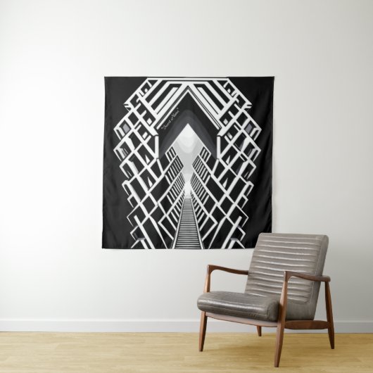 Monochromatische Treppe: Obelisk der Kontraste Wandteppich (Beispiel)