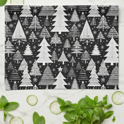 Monochromatische Weihnachten Geschirrtuch (Gefaltet)