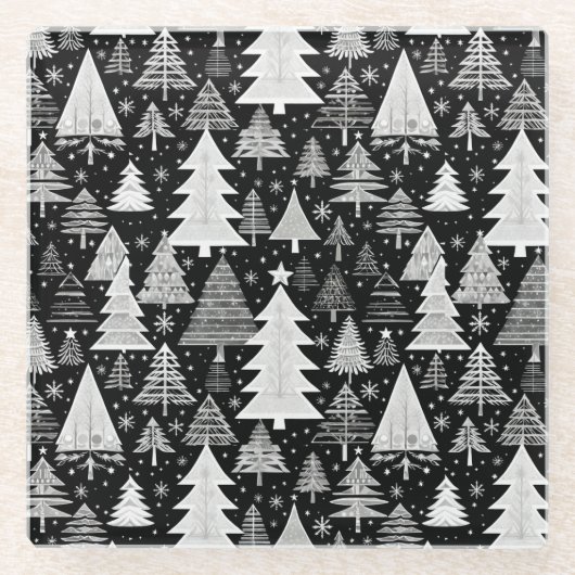 Monochromatische Weihnachten Glasuntersetzer (Vorderseite)