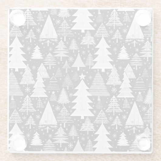 Monochromatische Weihnachten Glasuntersetzer (Rückseite)