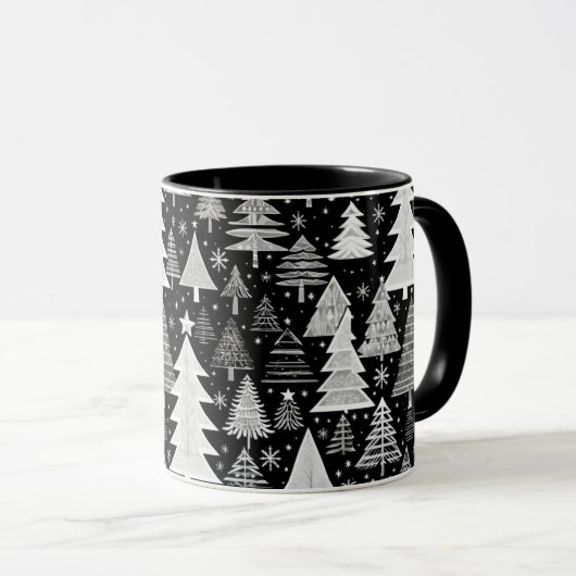 Monochromatische Weihnachten Tasse (VorderseiteRechts)