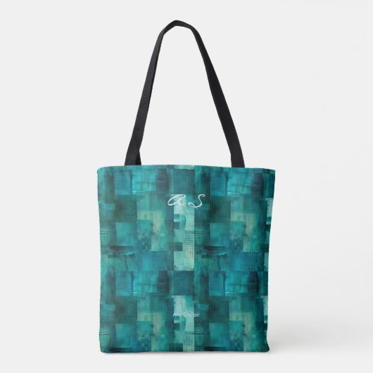 Monochromatischer Aquamariner Abstrakter Totbeutel Tasche (Rückseite)