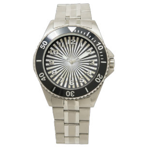 Monochromatischer geometrischer Circle Burst Armbanduhr