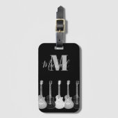 Monochromatischer Gitarrist der akustischen Monogr Gepäckanhänger (Vorderseite Vertikal)