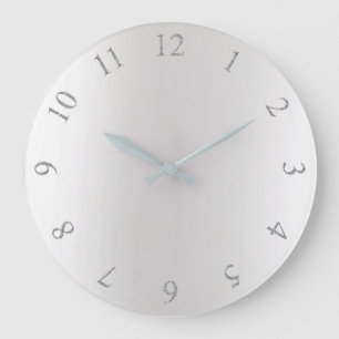 Monochromatischer Glitzer Gray Silver US UK Nummer Große Wanduhr