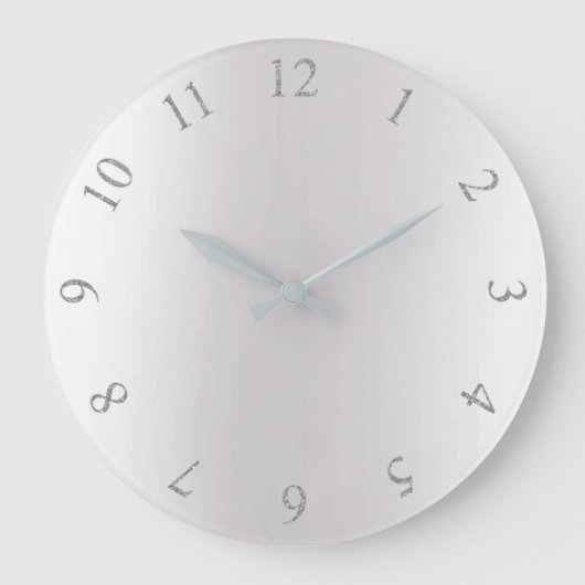 Monochromatischer Glitzer Gray Silver US UK Nummer Große Wanduhr (Vorderseite)