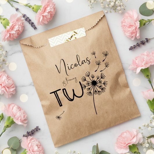 Monochromatischer Löwenzahn zum zweiten Geburtstag Geschenktütchen