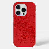 Monochromatischer Roter Swirl Monogramm Case-Mate iPhone Hülle (Rückseite)