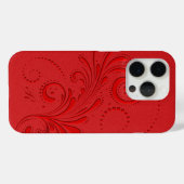 Monochromatischer Roter Swirl Monogramm Case-Mate iPhone Hülle (Rückseite (Horizontal))