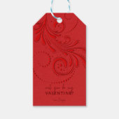 Monochromatischer Roter Swirl Monogramm Geschenkanhänger (Vorderseite)