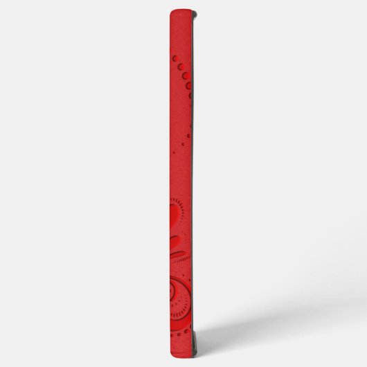 Monochromatischer Roter Swirl Monogramm Samsung Galaxy Hülle (Linke Seite)