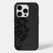Monochromatischer schwarzer Swirl Mandala-Monogram Case-Mate iPhone Hülle (Rückseite)