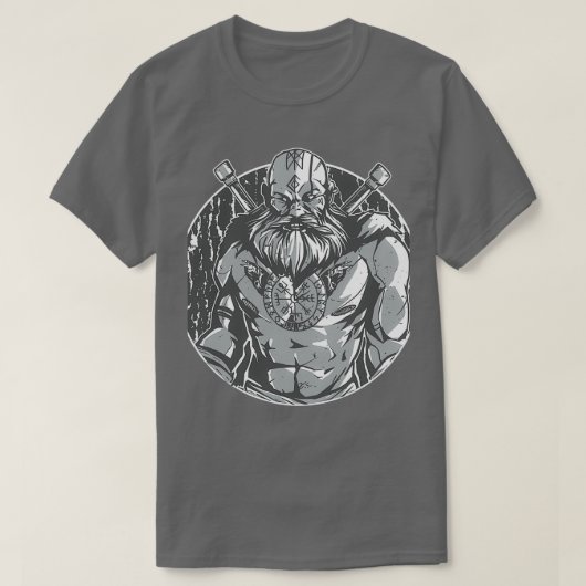 Monochromatischer Viking Warrior T-Shirt (Design vorne)