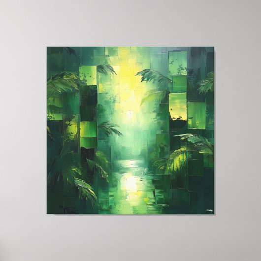 Monochromatisches Abstraktes Dschungel Landschaft Leinwanddruck (Vorderseite)