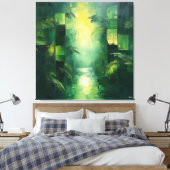 Monochromatisches Abstraktes Dschungel Landschaft Leinwanddruck (Insitu (Schlafzimmer))