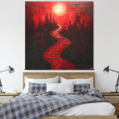 Monochromatisches Abstraktes Stadtbild mit Pathway Leinwanddruck (Insitu (Schlafzimmer))