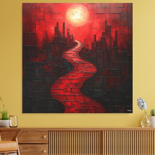 Monochromatisches Abstraktes Stadtbild mit Pathway Leinwanddruck (Insitu (Wohnzimmer))