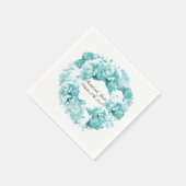 Monochromatisches Aqua Blue Wreath Paper Napkins Serviette (Ecke)