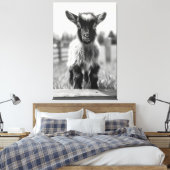 Monochromatisches Baby-Ziegenportrait Leinwanddruck (Insitu (Schlafzimmer))