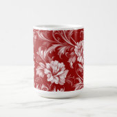 Monochromatisches Barockblumenmuster, weiß auf rot Kaffeetasse (Mittel)