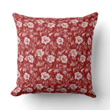 Monochromatisches Barockblumenmuster, weiß auf rot