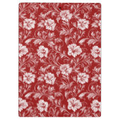 Monochromatisches Barockblumenmuster, weiß auf rot Klemmbrett (Rückseite)