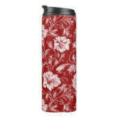 Monochromatisches Barockblumenmuster, weiß auf rot Thermosbecher (Nach rechts gedreht)