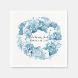 Monochromatisches blaues Wreath-Hochzeitspapier Na Serviette