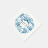 Monochromatisches blaues Wreath-Hochzeitspapier Na Serviette (Ecke)