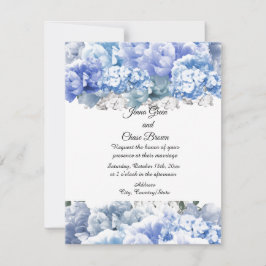 Monochromatisches Blue Bouquet Hochzeitsempfang Einladung