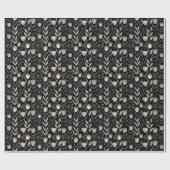 Monochromatisches Blumenmuster auf schwarzem Hinte Geschenkpapier (Flach)
